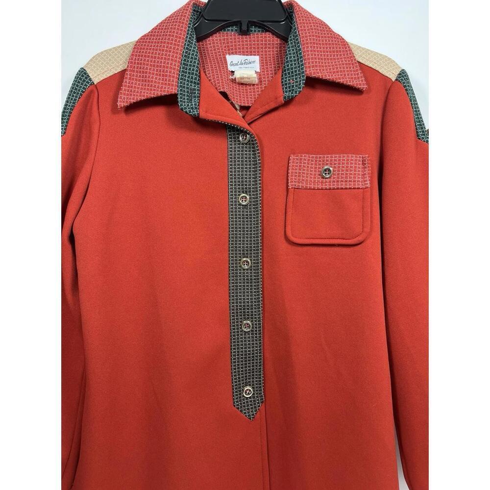 Vintage Grant Ave Fashions Jumper Western Shirt Red Sz 16 Rodeo 70s Women Mod - Picture 4 of 9